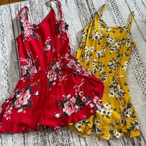 Spring LOT two floral rompers both size small flowy